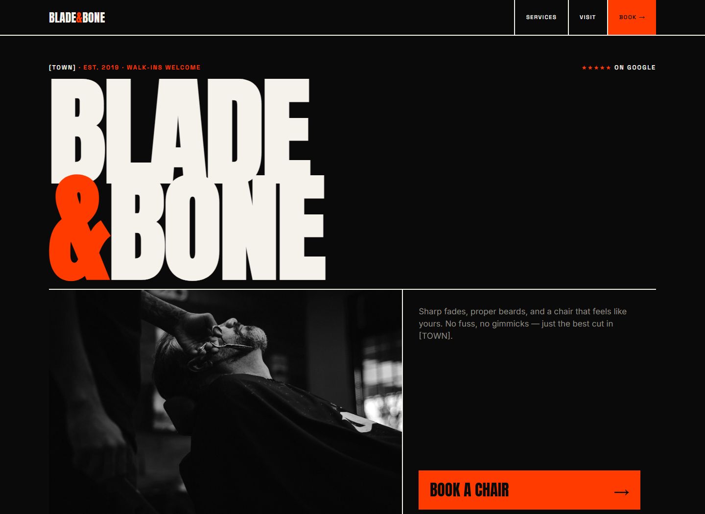 Bold barbershop website