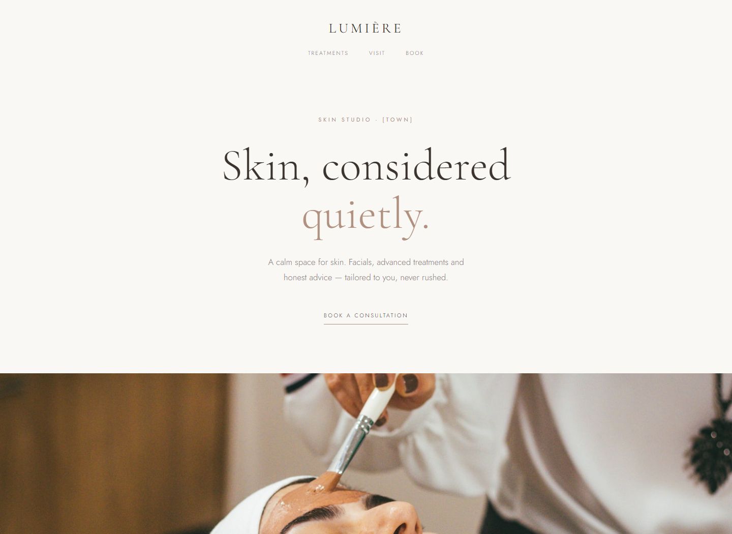 Minimal beauty studio website